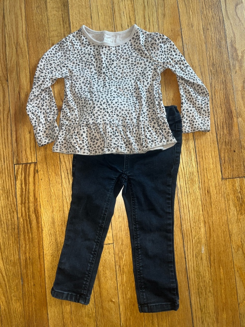 Carter's Tan Leopard Print Peplum Top with Black Leggings
